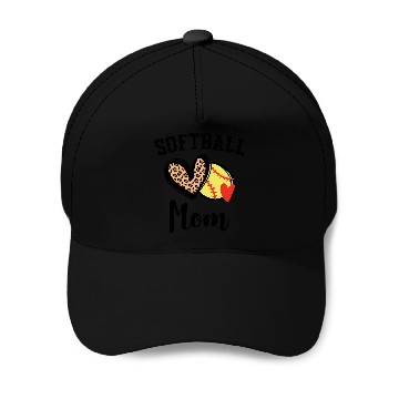 Discover Softball Mom Leopard He Baseball Caps