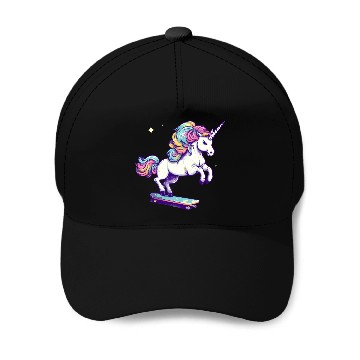Discover Unicorn Riding Skate Baseball Caps