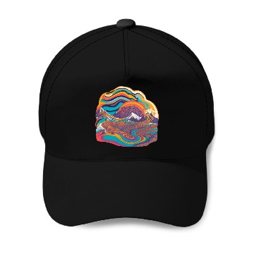 Discover A psychedelic landscape. Baseball Caps