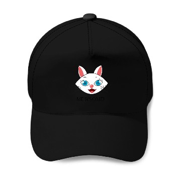 Discover Mewsome White Cat Face Baseball Caps