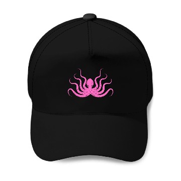 Discover Menace Octopus Neon Pink Baseball Caps