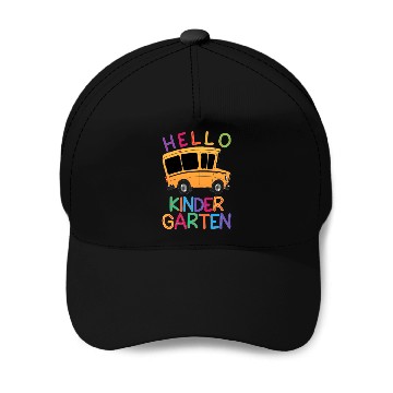 Discover hello kindergarten Baseball Caps print template school bus