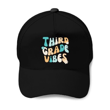 Discover Back To School Third Grade Vibes Colorful Groovy Baseball Caps