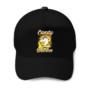 Discover Candy Corn Unicorn Halloween Funny Candy Unicorn Baseball Caps