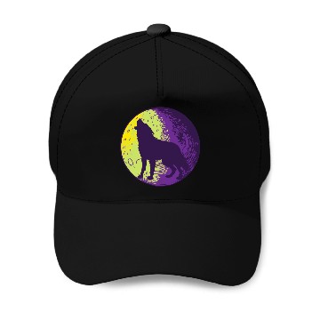 Discover Howling wolf in the moon cool Baseball Caps