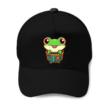 Discover Frog in the bag Baseball Caps