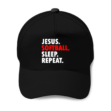Discover Jesus Softball Sleep Repeat - Novelty Hobby Baseball Caps