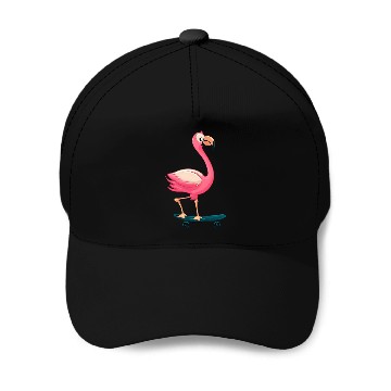 Discover Flamingo skateboarding Baseball Caps