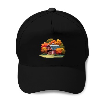 Discover Autumn barn Baseball Caps