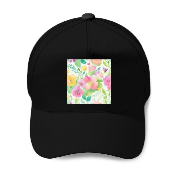 Discover watercolor wildflower pattern Baseball Caps