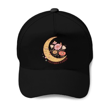Discover SELF CARE Baseball Caps, Moon Face, Wild Flower Baseball Caps