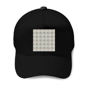 Discover Retro Checkered Pattern Yellow Teal Coral Baseball Caps