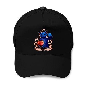 Discover Curious Cat Mystical Spell Book Baseball Caps