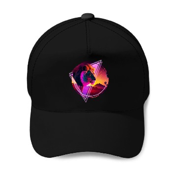 Discover Synthwave desert Lion Baseball Caps