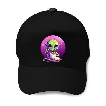 Discover midnight Coffee: The Green Alien Drinker Baseball Caps