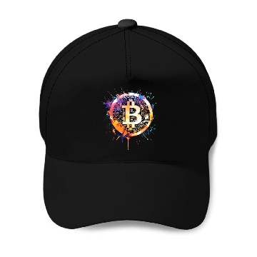 Discover Bitcoin crypto colorful logo Baseball Caps
