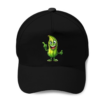 Discover Green Alien Pickle Dude: Cosmic Crunch Baseball Caps