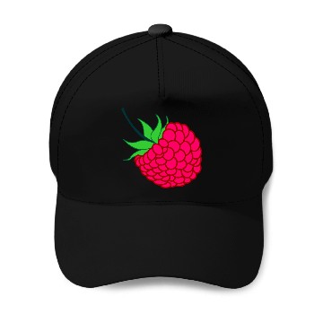 Discover Raspberry red with green leaves Baseball Caps