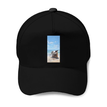 Discover Piano and beach Baseball Caps