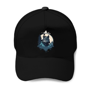 Discover wolf mountain Baseball Caps