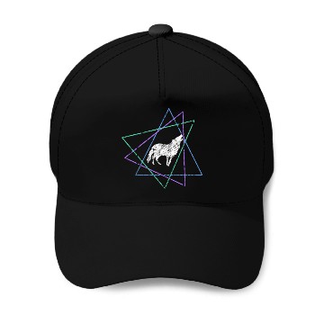 Discover Geometric Howling Wolf Baseball Caps