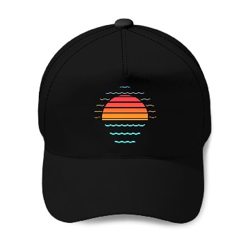 Discover Retro sunset style 80s Baseball Caps