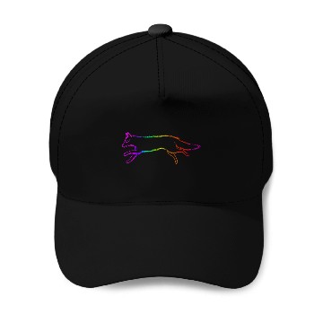 Discover Rainbow Running Fox Logo Baseball Caps
