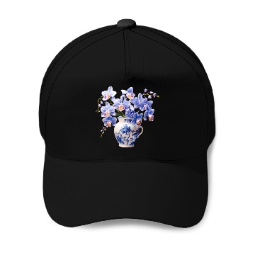 Discover Blue Orchids in a Vase Graphic Baseball Caps
