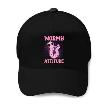 Discover Wormy Attitude Worm Farming Vermiculture Worm Baseball Caps
