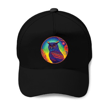 Discover Psychedelic Blue Owl Baseball Caps
