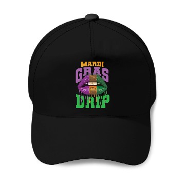 Discover Lips Mardi Gras Drip Baseball Caps