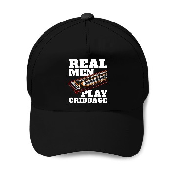 Discover Cribbage Real Men Play Cribbage Loves Board Game Baseball Caps