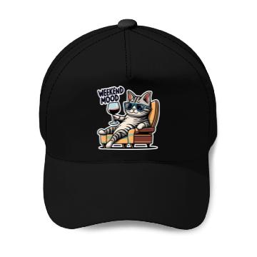 Discover Weekend Mood Cat Chill Baseball Caps
