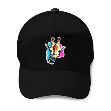 Discover Giraffe Color Splash Giraffe Head Baseball Caps