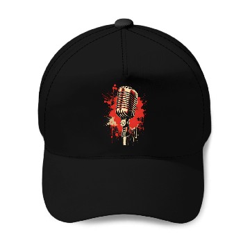 Discover Microphone Classic Mic Splash Baseball Caps
