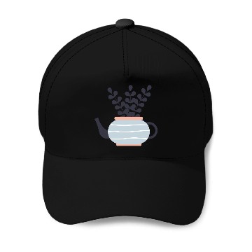 Discover Flower And Teapot Pot Plants Baseball Caps