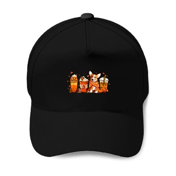 Discover Fall Coffee with Corgi Pumpkin Spice Latte Lovers Baseball Caps