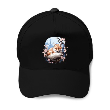 Discover Sleeping Fox Sleepyhead Napping Sleep Fox Lover Baseball Caps