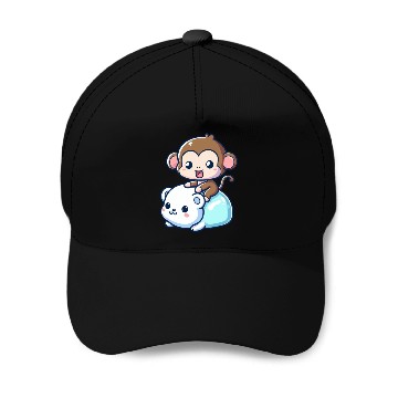 Discover Polar Bear Cute Monkey Companion Baseball Caps