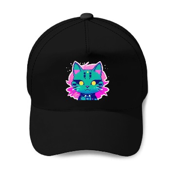 Discover Cyber Punk Kitty Baseball Caps