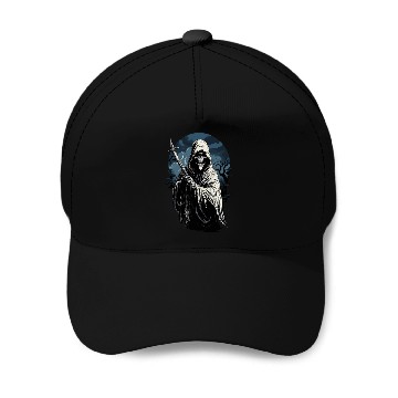 Discover Spooky Halloween Grim Reaper Baseball Caps