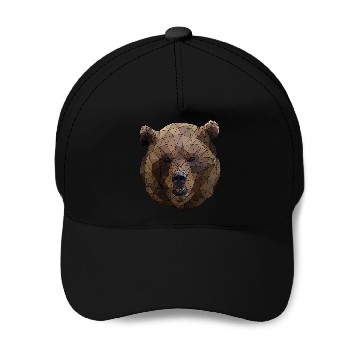 Discover Polygonal brown bear triangular shape low poly art Baseball Caps