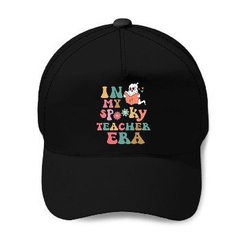 Discover in my spooky teacher era Baseball Caps