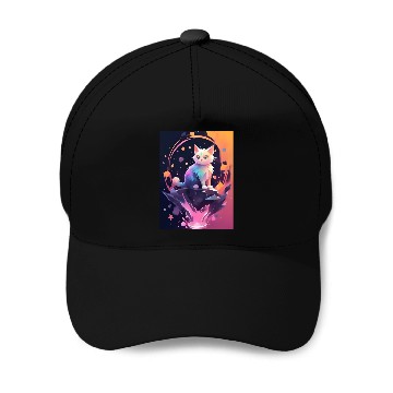 Discover Cute Crystal Fantasy Cat Design Baseball Caps
