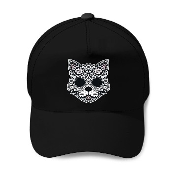 Discover Monochromatic Floral Cat Baseball Caps