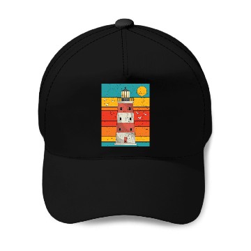 Discover Retro full moon sea gift lighthouse Baseball Caps