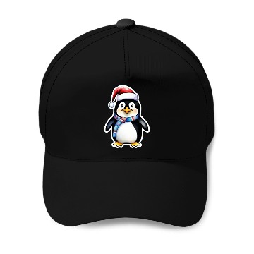 Discover Christmas penguin Baseball Caps