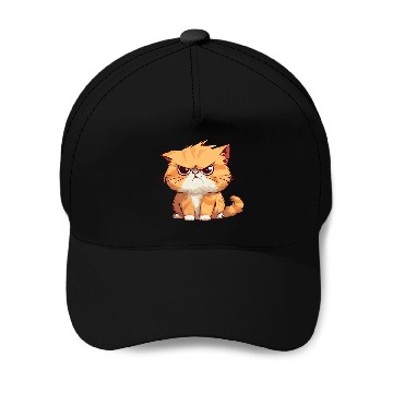 Discover Cat is realy grumpy - A orange grumpy cat Baseball Caps