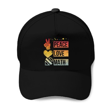 Discover Math Teacher Peace Love Math Vintage Mathematic Baseball Caps