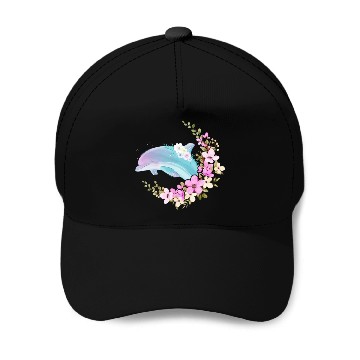 Discover Dolphin Flower Floral Baseball Caps